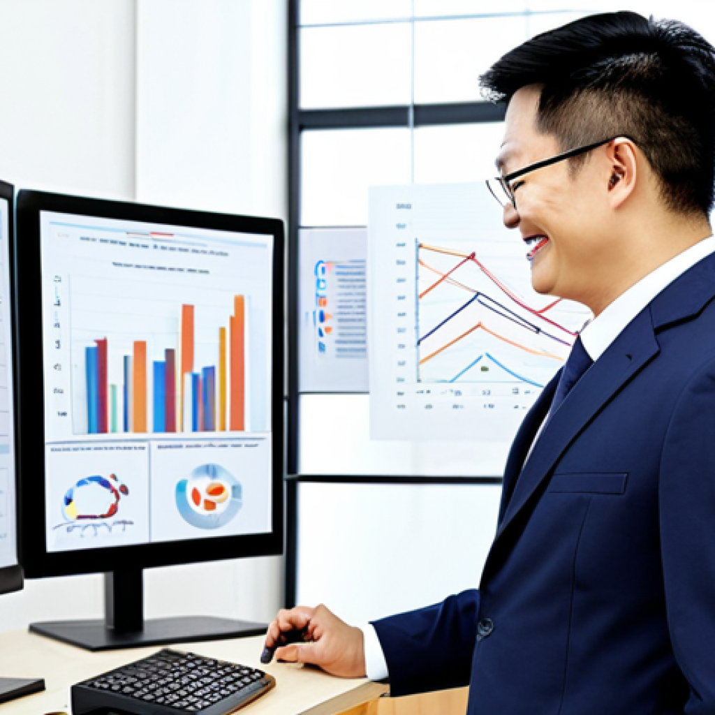 성과 관리의 적시성 및 정확성 확보 방법 - Performance Review Meeting**
"Professional Vietnamese manager in modern office setting, reviewing p...