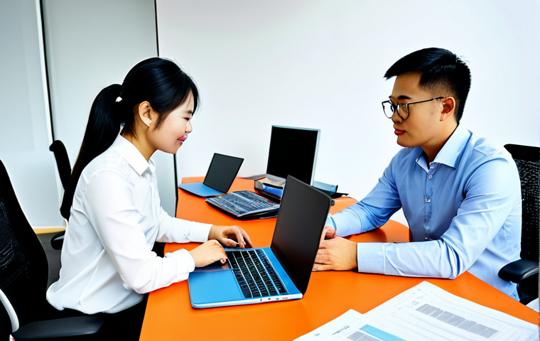 성과 관리의 적시성 및 정확성 확보 방법 - Performance Review Meeting**

"Professional Vietnamese manager in modern office setting, reviewing p...