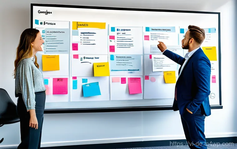 성과 관리와 조직의 민첩성 - **Awakened Enterprise Growth**
    A dynamic, wide-angle shot of a diverse business team (men and wo...