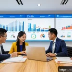 Home 20 성과 관리와 인사 관리의 통합 방안 - A modern Vietnamese office environment with a diverse team of professionals collaborating around a l...
