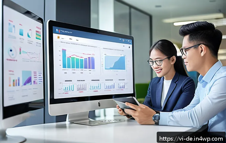 결과 중심 성과 관리의 지속적 개선 사례 - A modern Vietnamese office environment showcasing a diverse team of professionals collaborating arou...